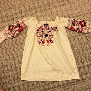 Free People Embroidery Dress Cream